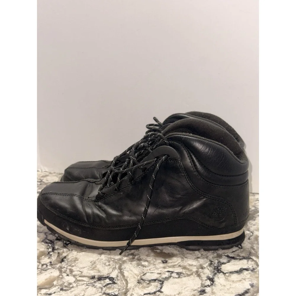 Timberland Men's Sz 12 Black Leather Comfort Hiking Ankle Lace Up Boots